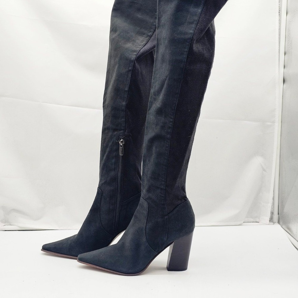 Vince Camuto Knee Boots Women's Size 8 Black Pointed Block Heel